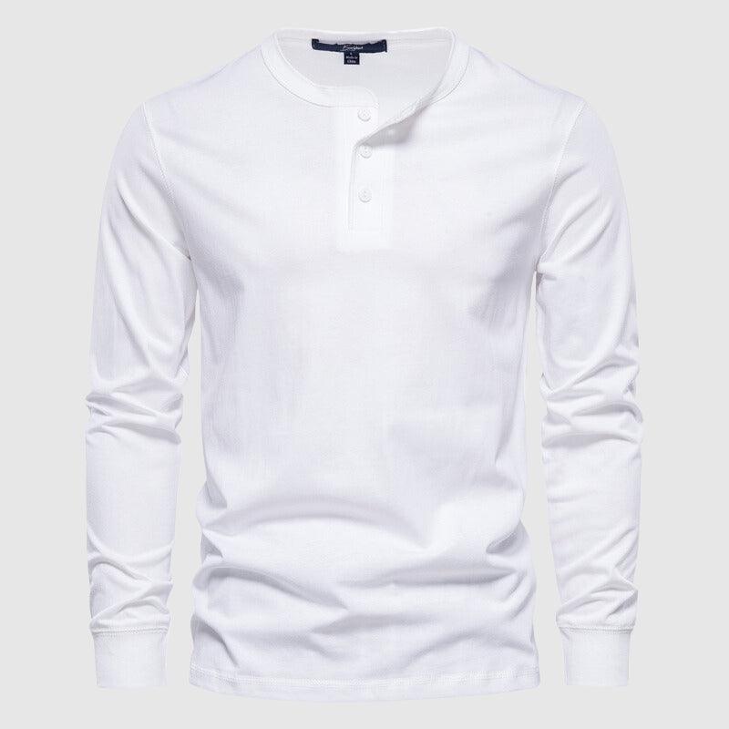 Men's Long Sleeve Henley Shirt Cotton Blend