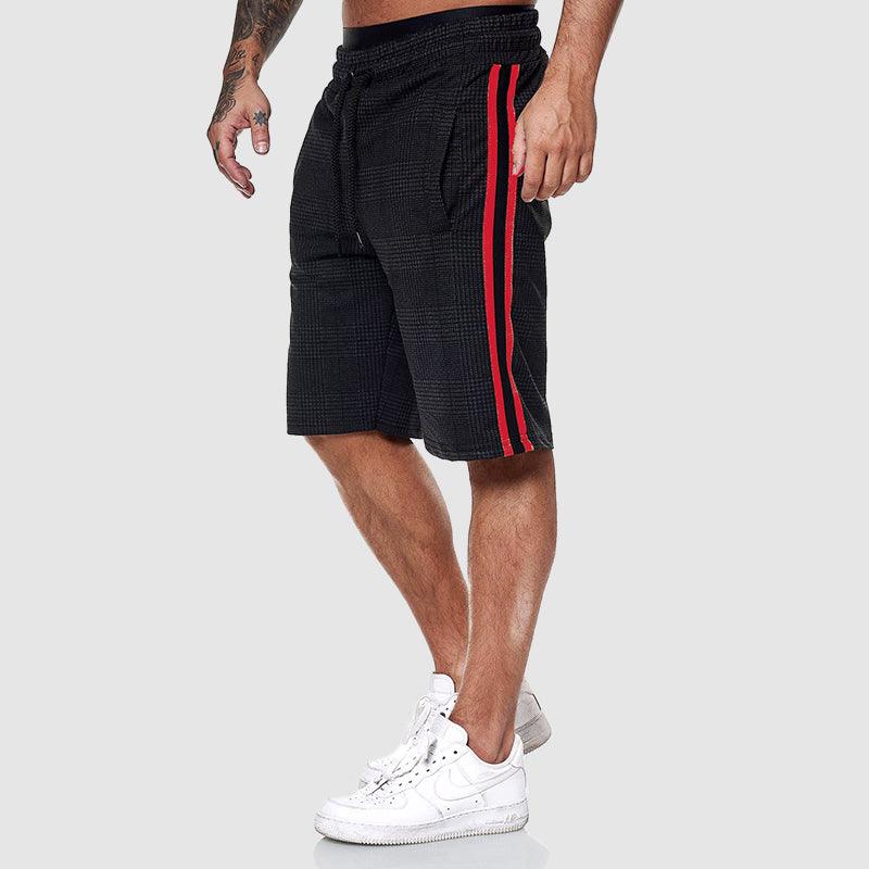Men's Checkered Drawstring Shorts with Elastic Waistband