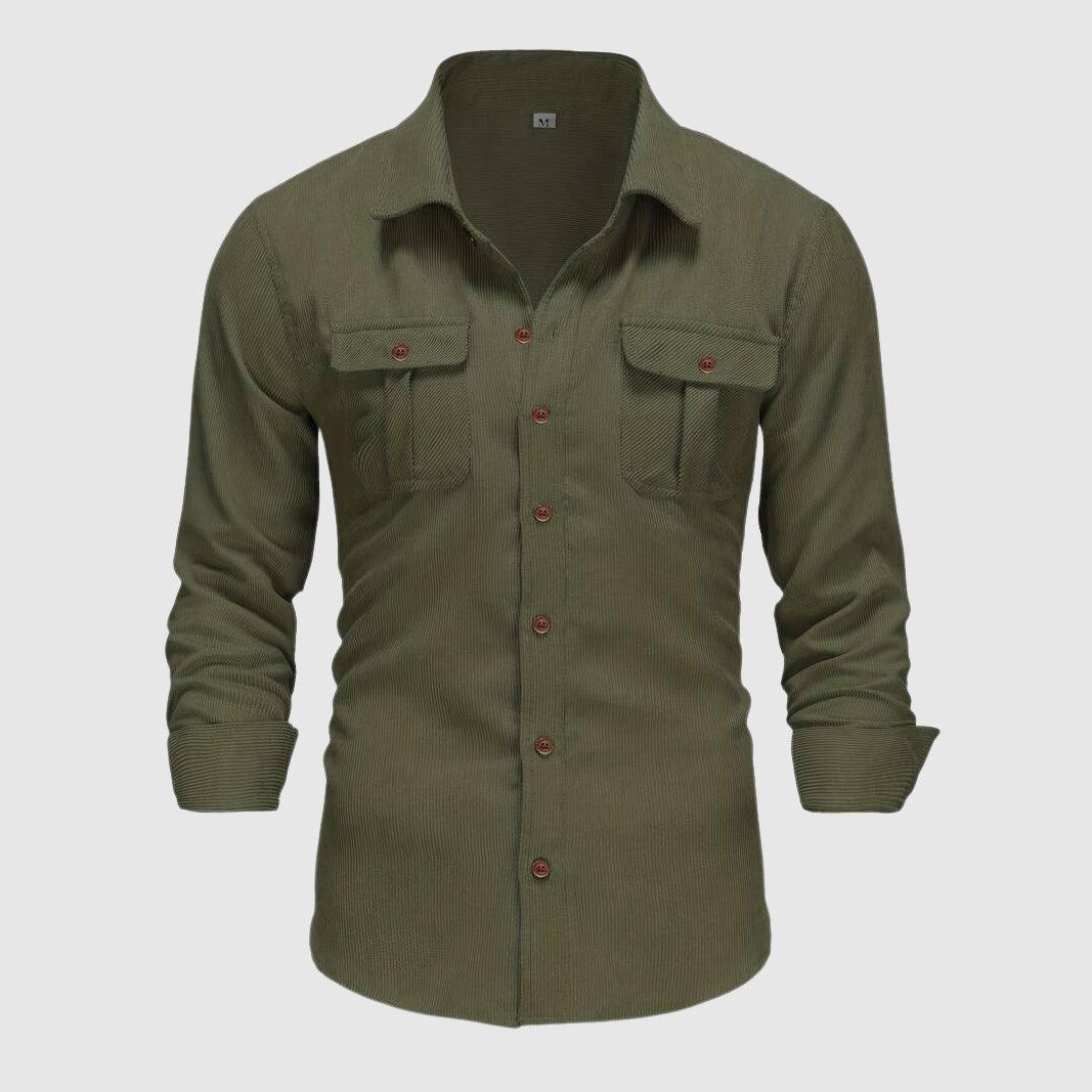 Men's Work Shirt with Epaulettes and Buckle Detail