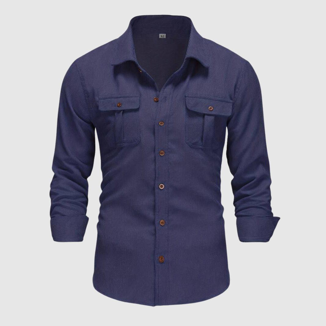 Men's Work Shirt with Epaulettes and Buckle Detail
