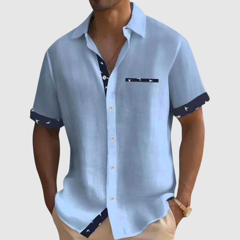 Men's Short-Sleeve Check Pattern Shirt