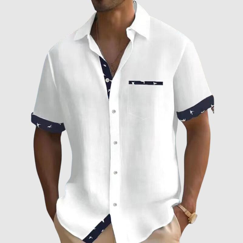 Men's Short-Sleeve Check Pattern Shirt