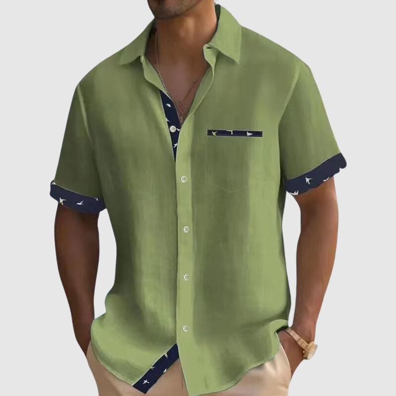 Men's Short-Sleeve Check Pattern Shirt