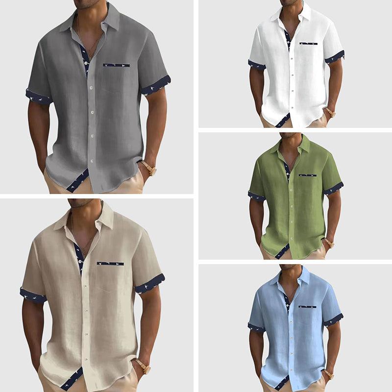 Men's Short-Sleeve Check Pattern Shirt