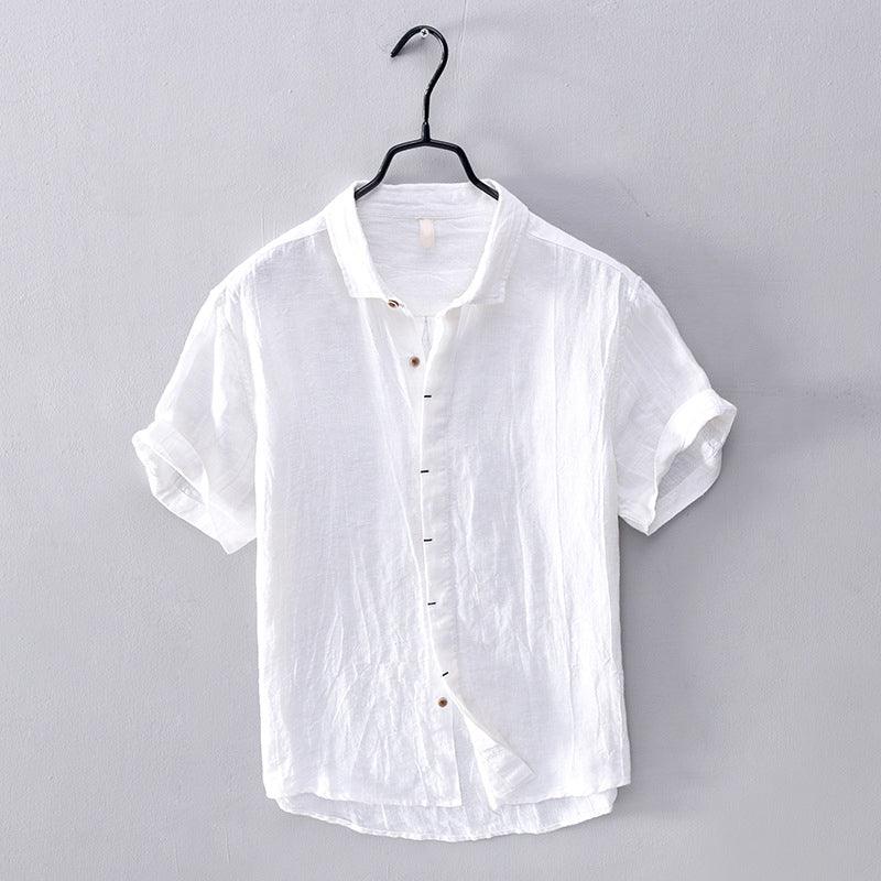 Men’s Short Sleeve Linen Shirt - Lightweight Breathable Fabric