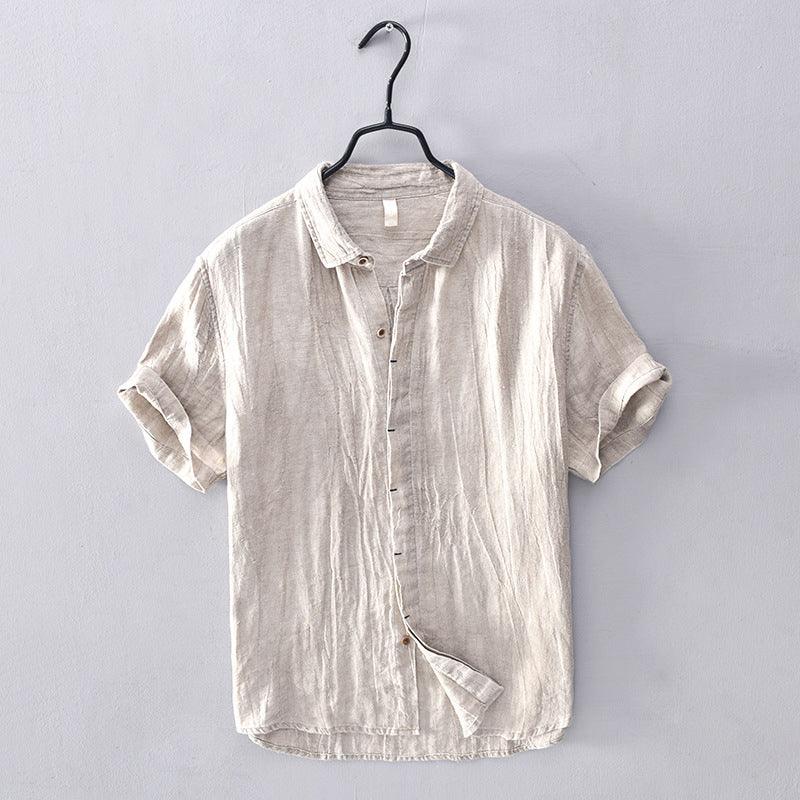 Men’s Short Sleeve Linen Shirt - Lightweight Breathable Fabric