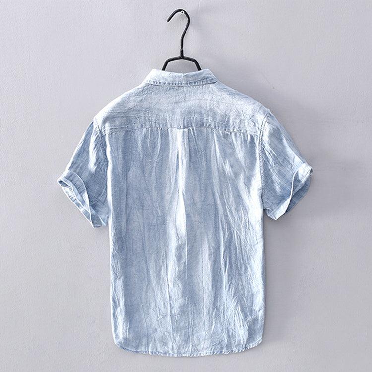 Men’s Short Sleeve Linen Shirt - Lightweight Breathable Fabric