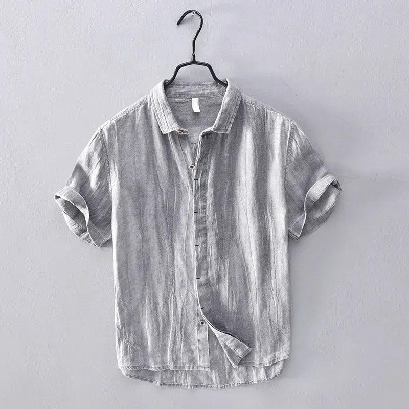 Men’s Short Sleeve Linen Shirt - Lightweight Breathable Fabric