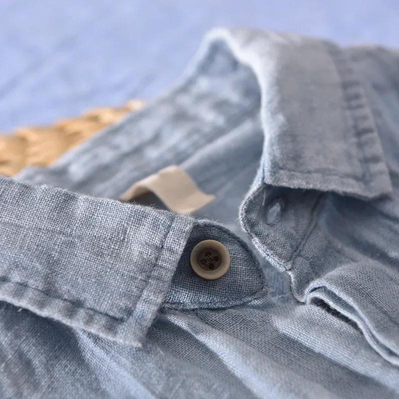 Men’s Short Sleeve Linen Shirt - Lightweight Breathable Fabric