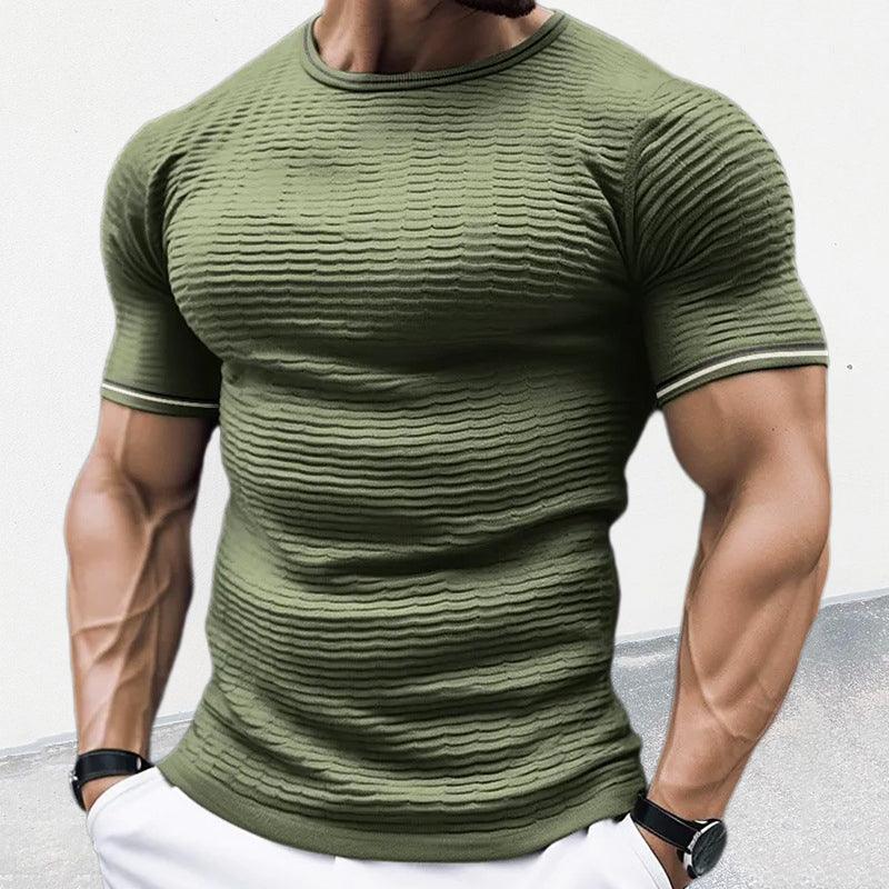 Men’s Short Sleeve Knit Shirt - Ribbed Stretch Fabric