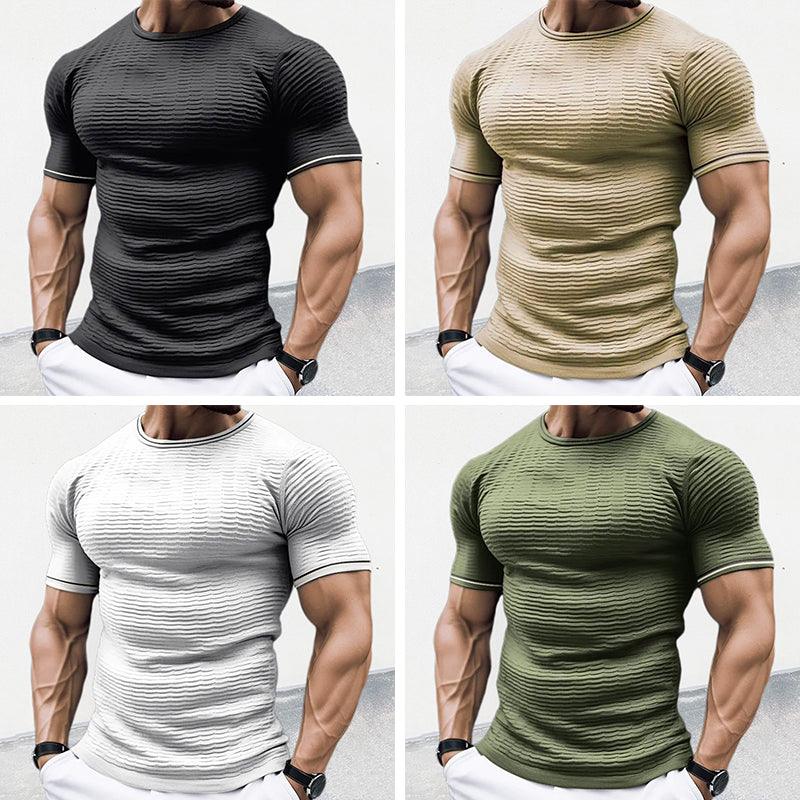 Men’s Short Sleeve Knit Shirt - Ribbed Stretch Fabric