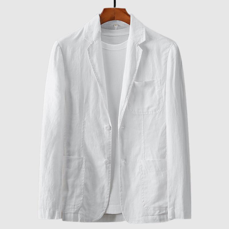 Men’s Linen Blazer Lightweight Regular Fit Single-Breasted Notch Lapel