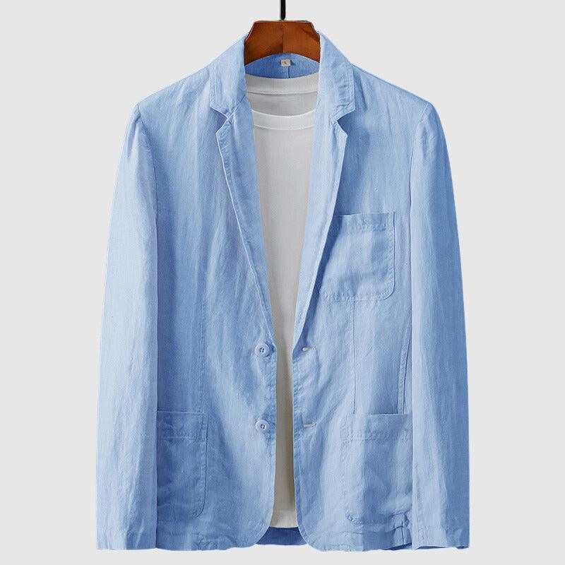 Men’s Linen Blazer Lightweight Regular Fit Single-Breasted Notch Lapel