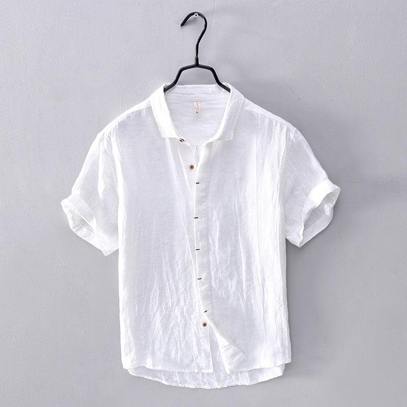 Men's Short-Sleeve Shirt Stand-Up Collar