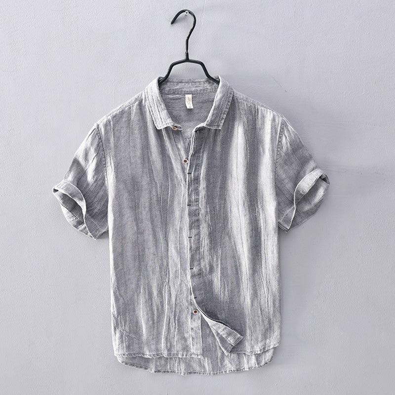 Men's Short-Sleeve Shirt Stand-Up Collar