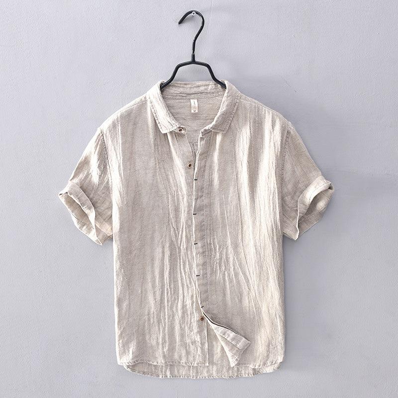 Men's Short-Sleeve Shirt Stand-Up Collar