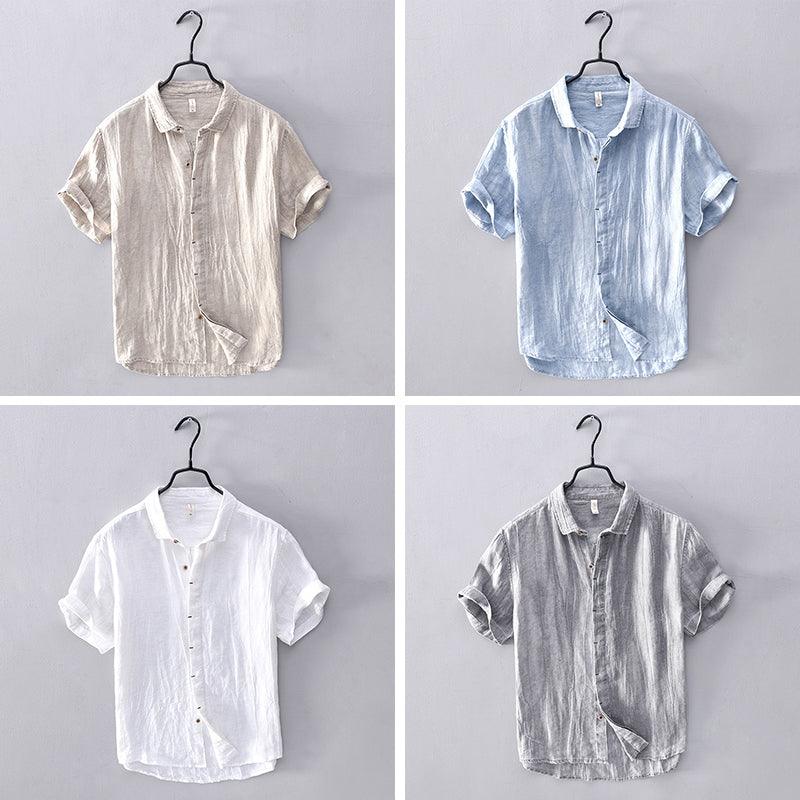 Men's Short-Sleeve Shirt Stand-Up Collar
