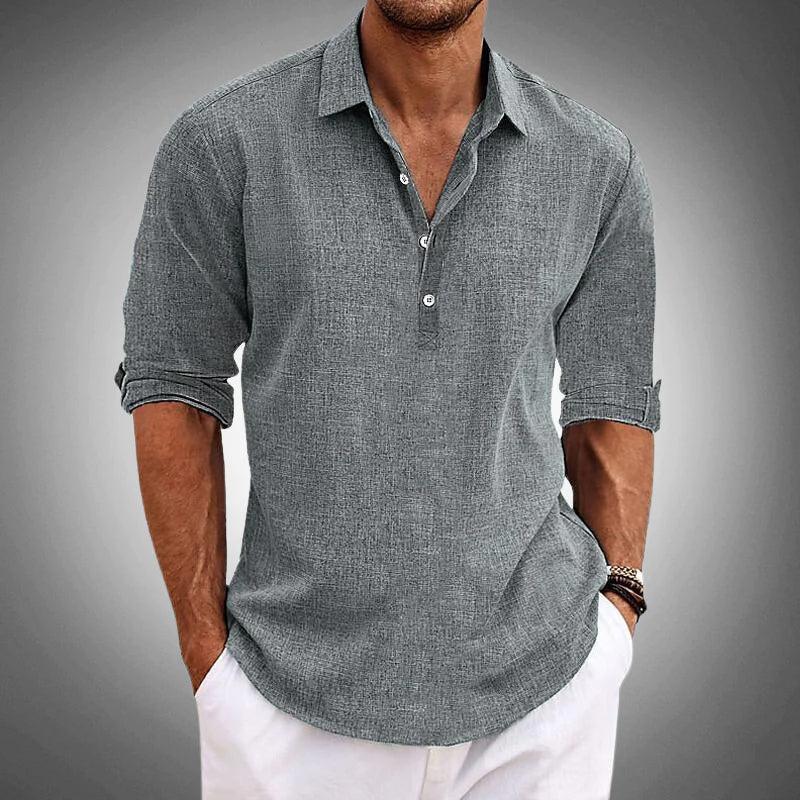 Men's Long Sleeve Casual Shirt - Breathable Fabric, Button Front, Relaxed Fit