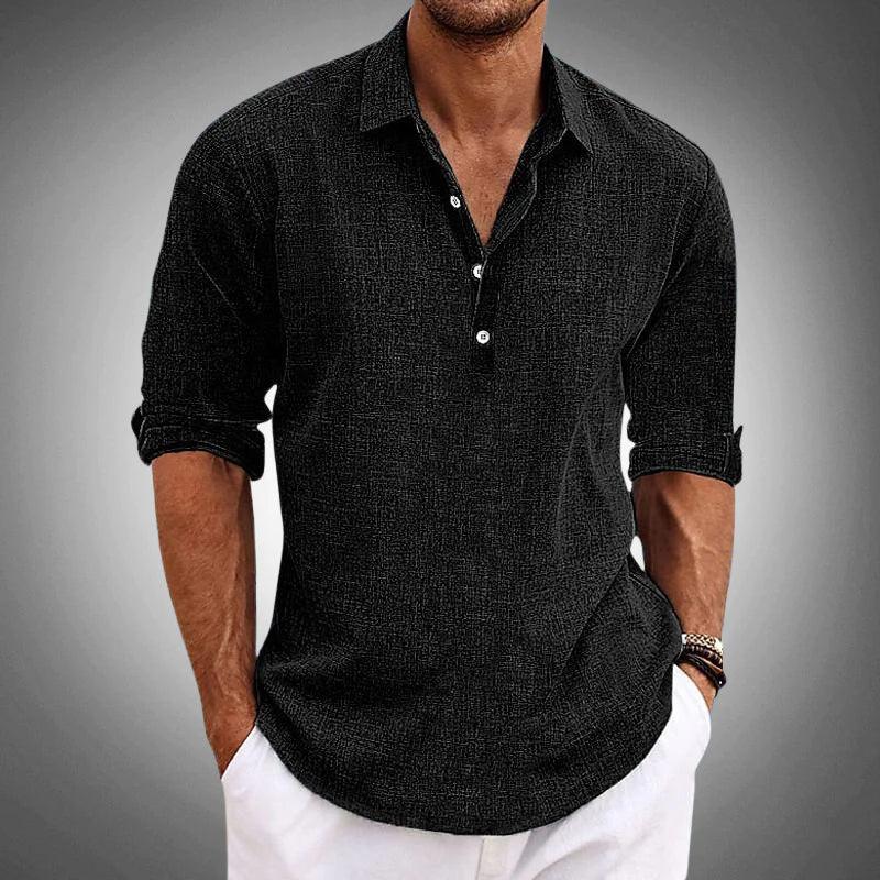 Men's Long Sleeve Casual Shirt - Breathable Fabric, Button Front, Relaxed Fit