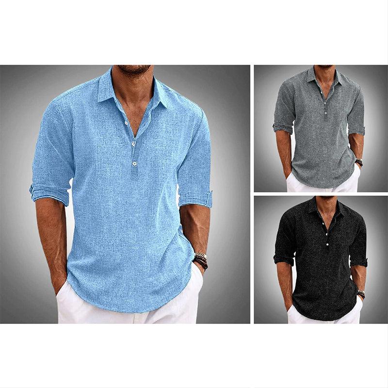 Men's Long Sleeve Casual Shirt - Breathable Fabric, Button Front, Relaxed Fit