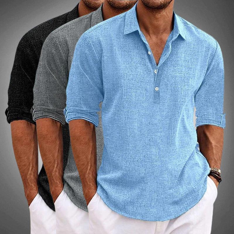 Men's Long Sleeve Casual Shirt - Breathable Fabric, Button Front, Relaxed Fit