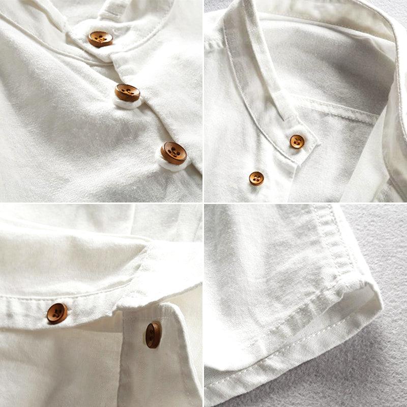 Men’s Slim Fit Button-Up Shirt Mandarin Collar Long Sleeve