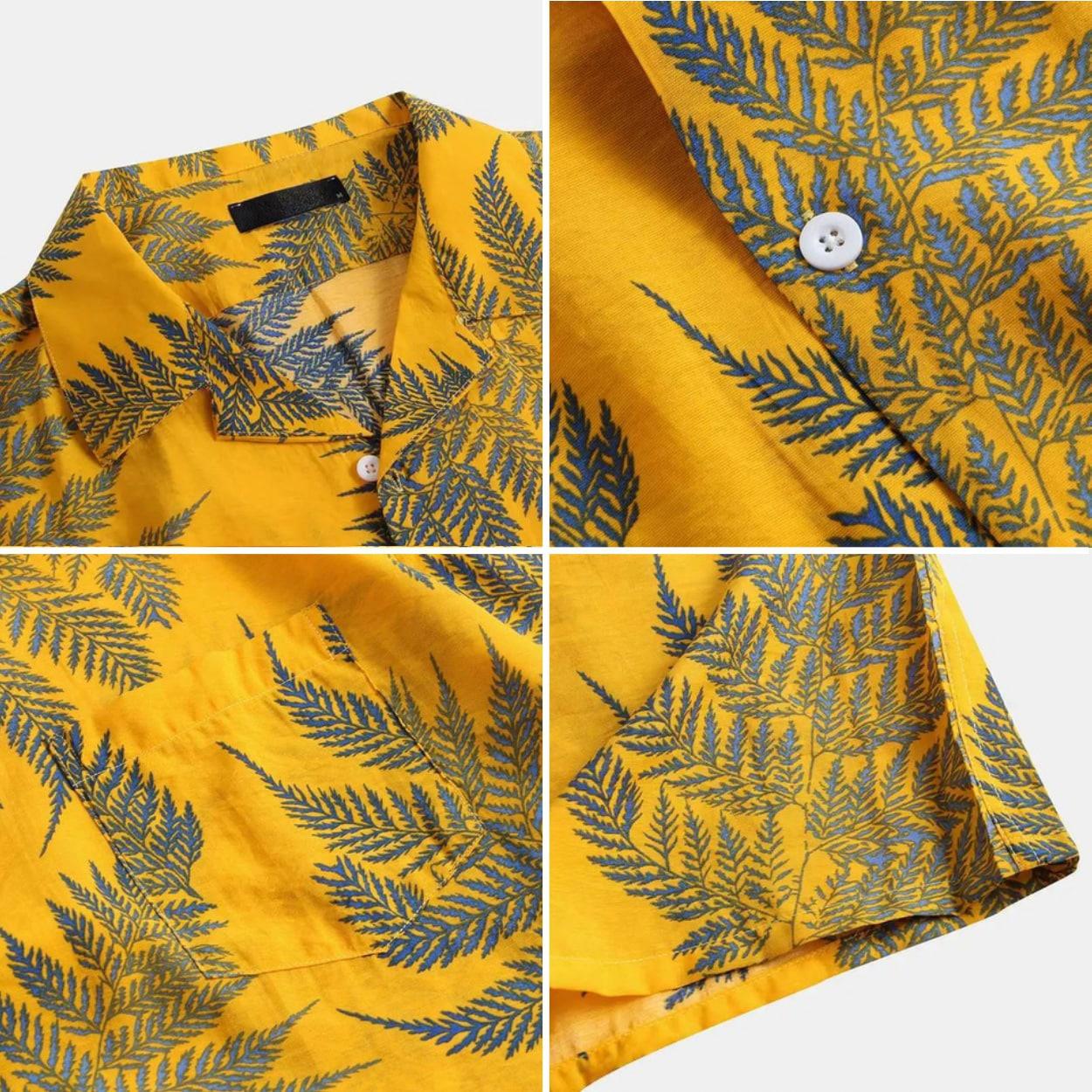 Men's Cotton Shirt with Sunny Fern Print