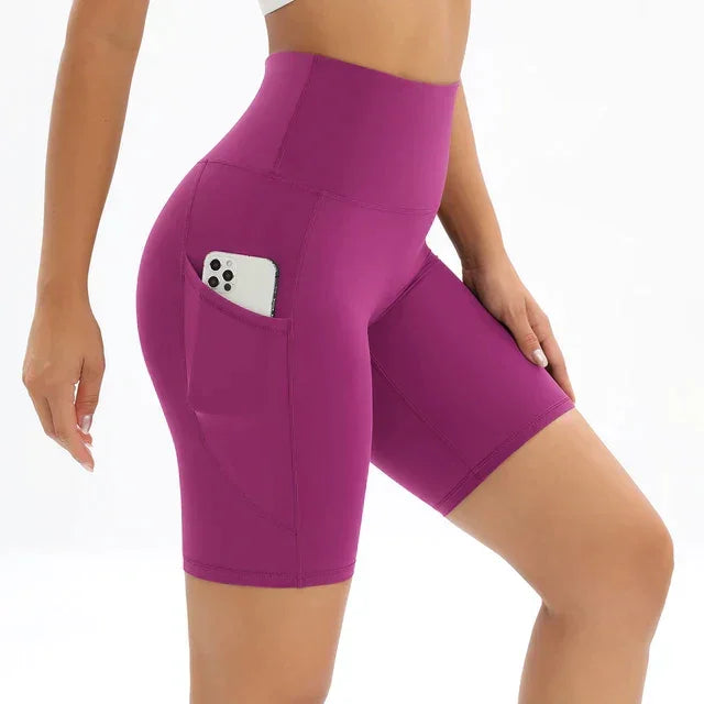 Women's High Waist Fitness Shorts with Pocket