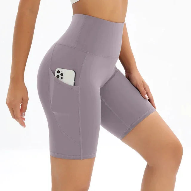 Women's High Waist Fitness Shorts with Pocket