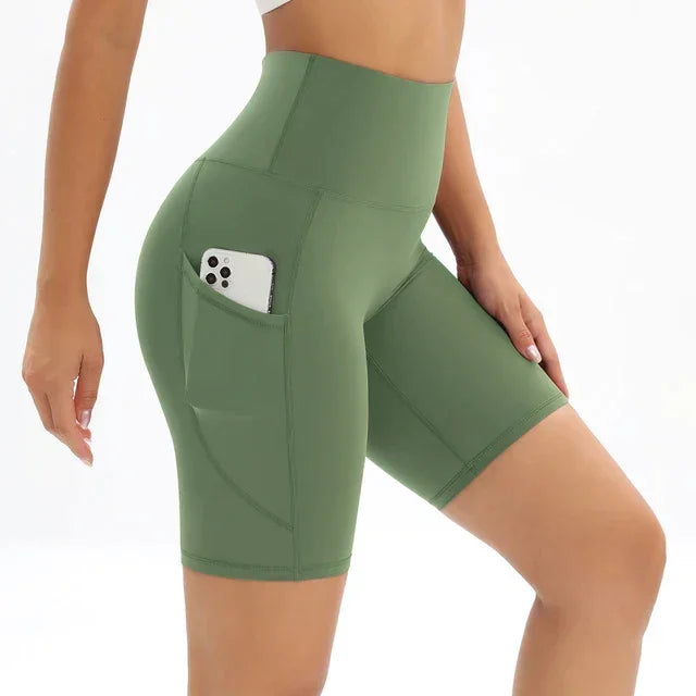 Women's High Waist Fitness Shorts with Pocket