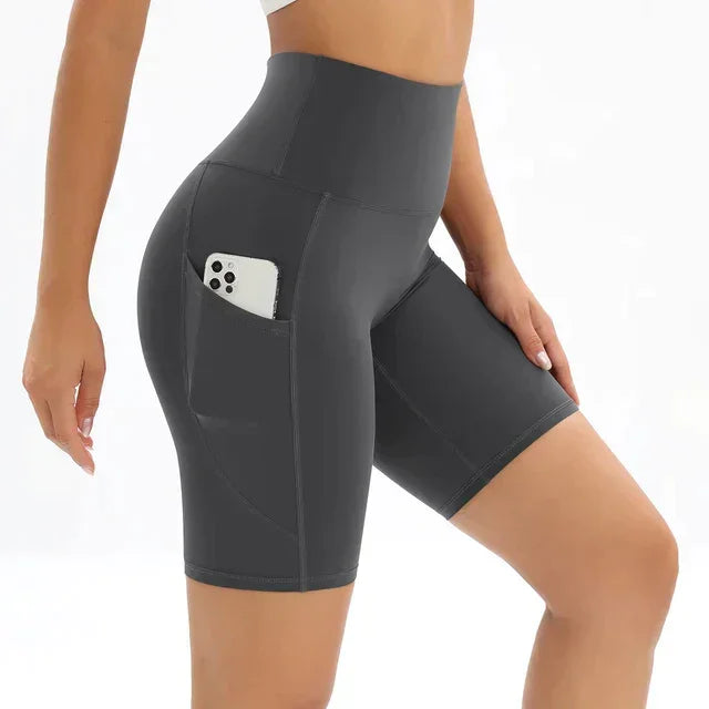 Women's High Waist Fitness Shorts with Pocket