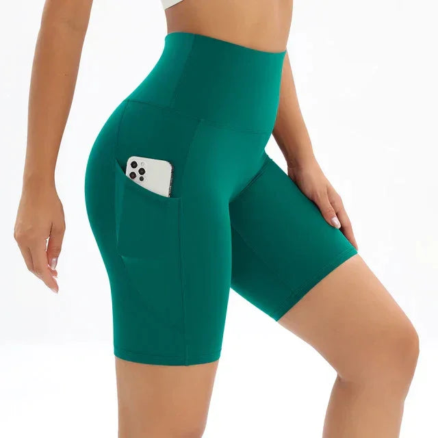Women's High Waist Fitness Shorts with Pocket
