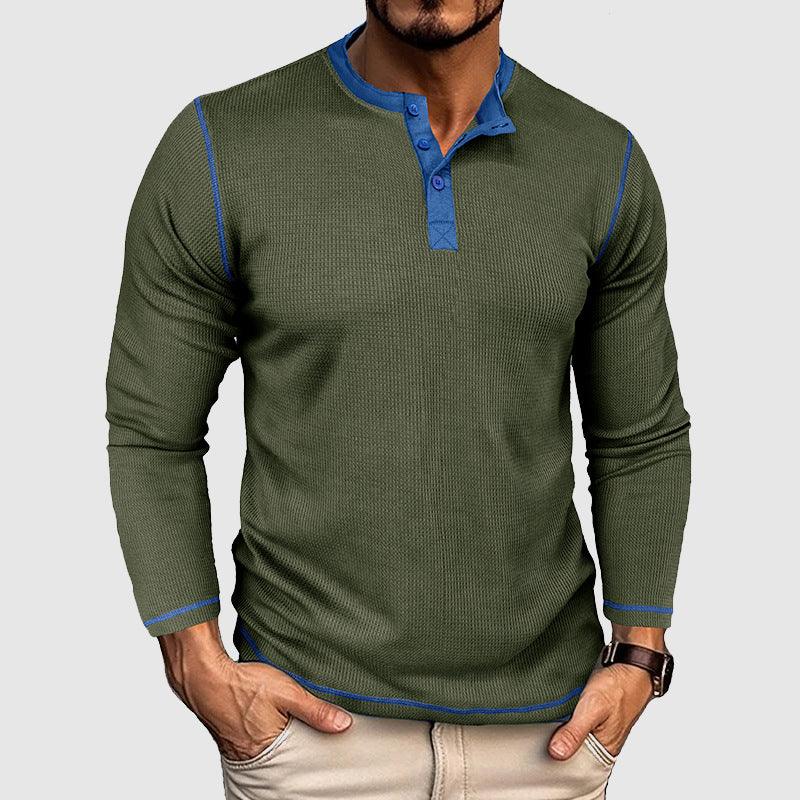 Men's Long Sleeve Waffle T-Shirt Vintage Style