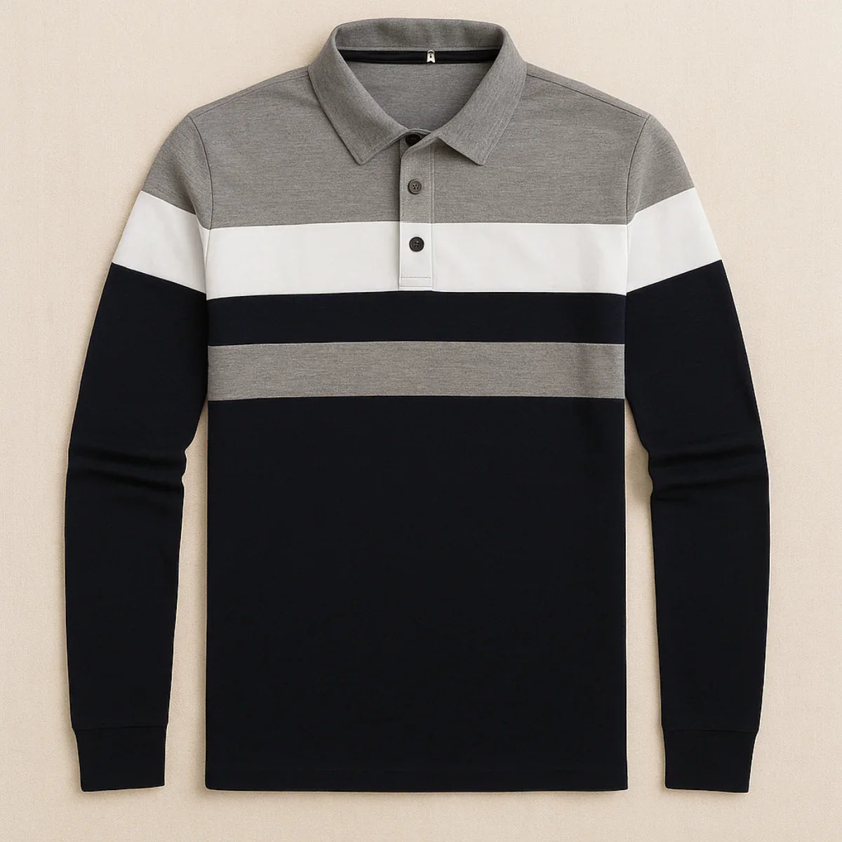 Men’s Long Sleeve Polo Shirt Striped Design