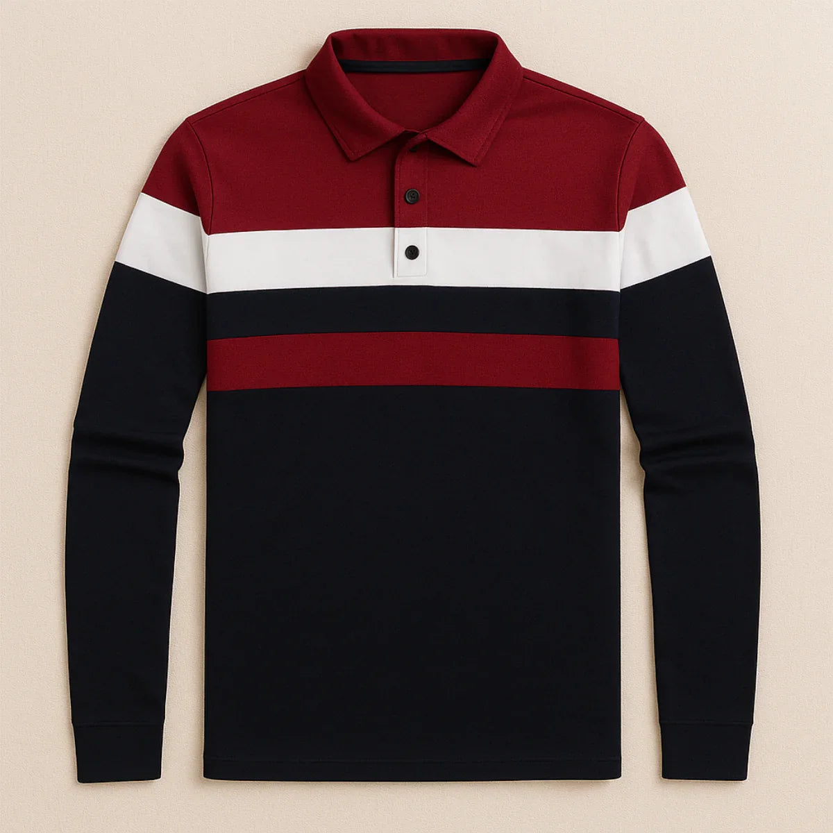 Men’s Long Sleeve Polo Shirt Striped Design