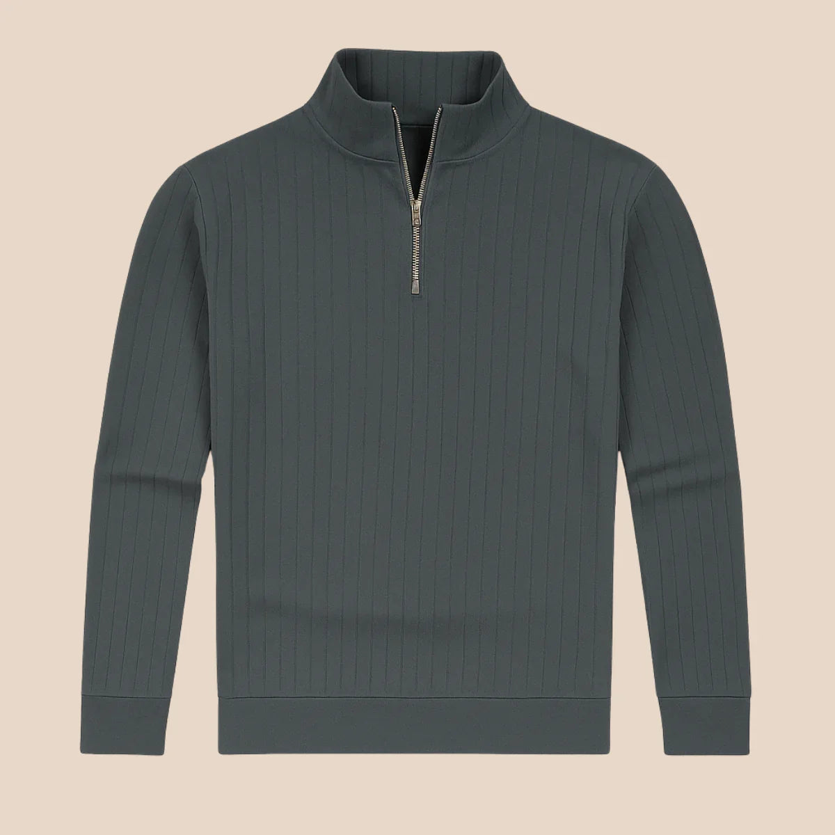 Men's Half Zip Ribbed Jumper