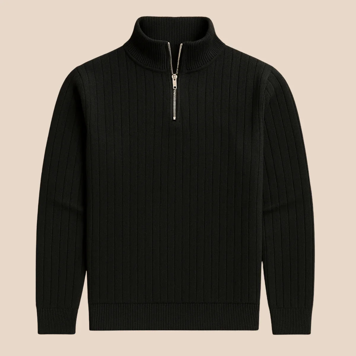 Men's Half Zip Ribbed Jumper