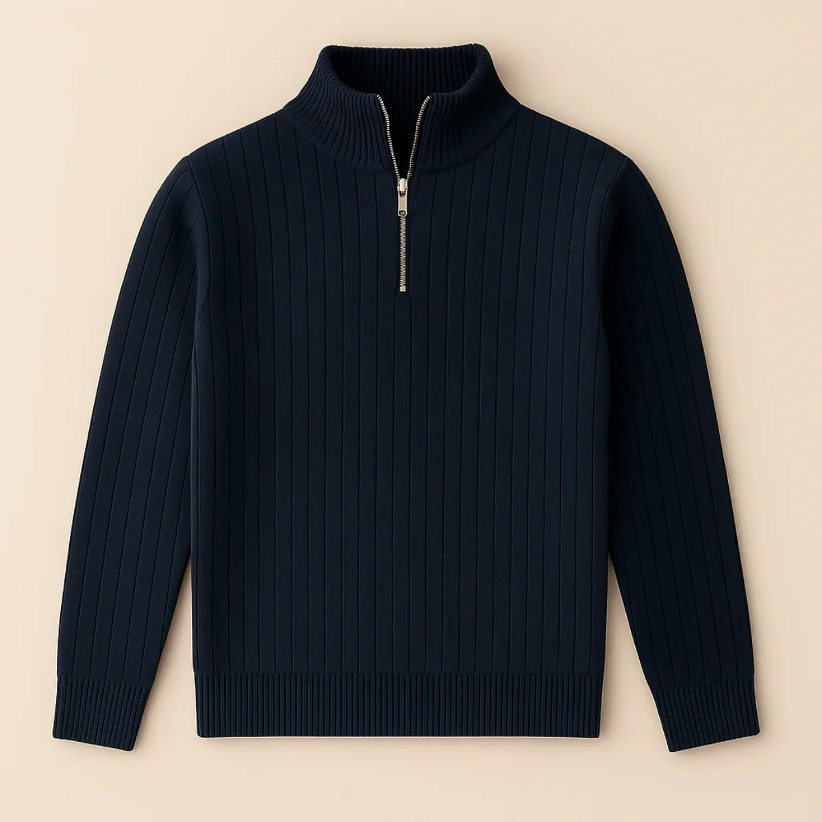 Men's Half Zip Ribbed Jumper