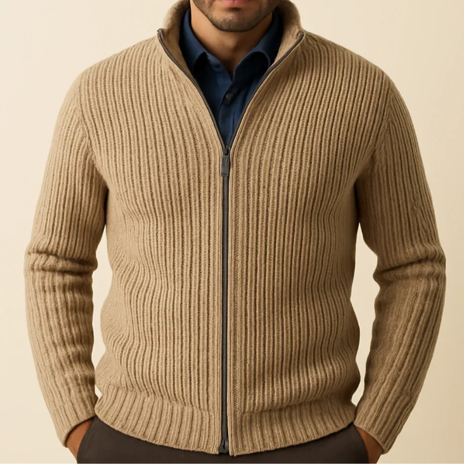 Men's Knitted Zip-Up Cardigan