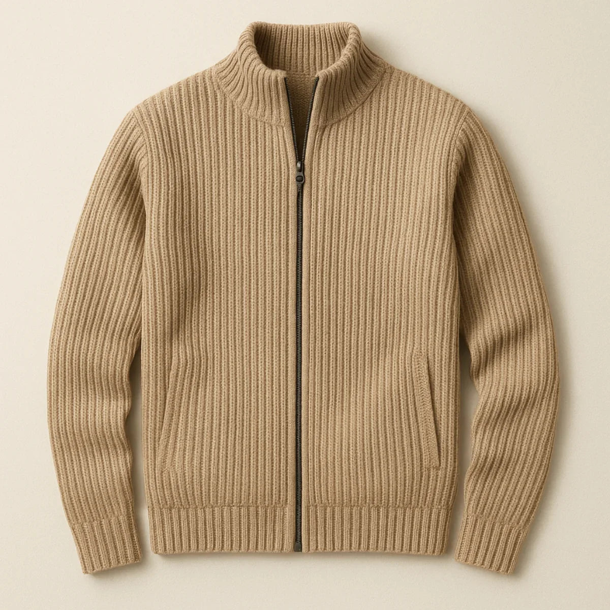 Men's Knitted Zip-Up Cardigan
