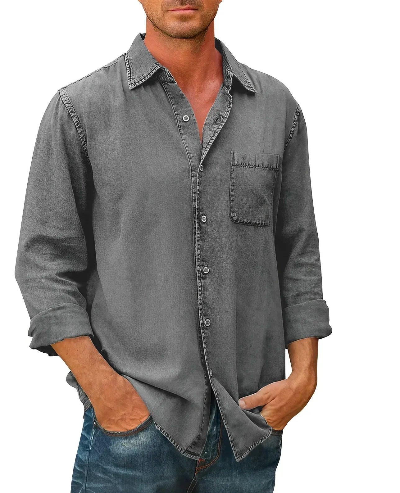 Men's Casual Long-Sleeve Shirt Cotton