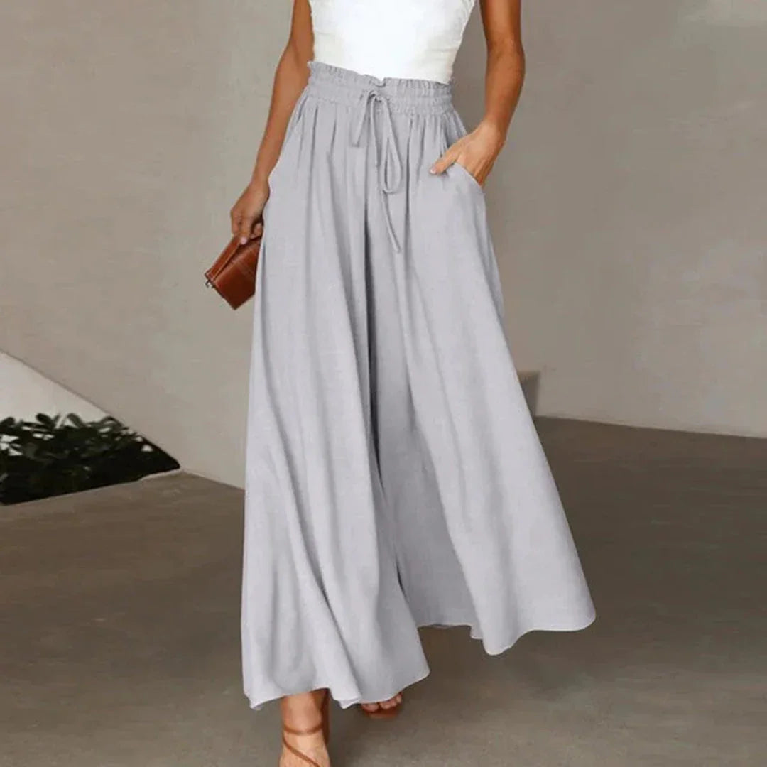 Women's High Waist Maxi Skirt with Pockets - Lightweight Flowing Design