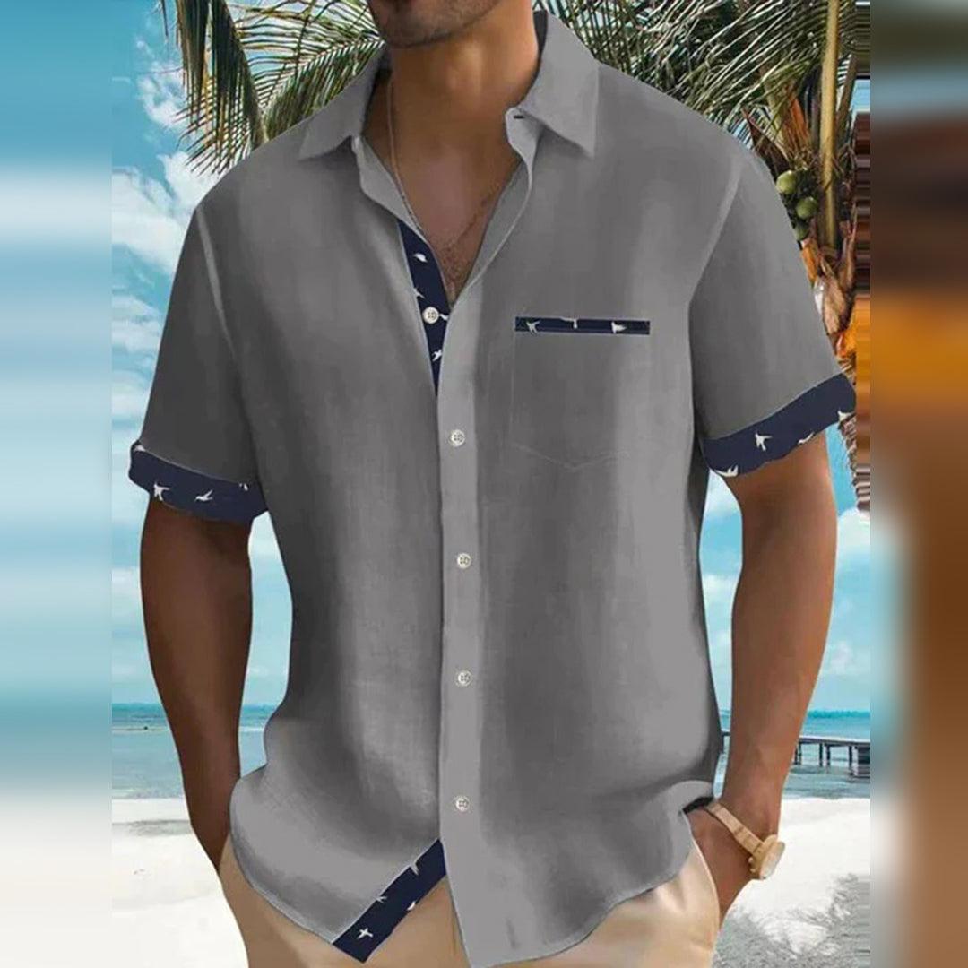 Men’s Short Sleeve Button-Down Shirt Lightweight Breathable Fabric