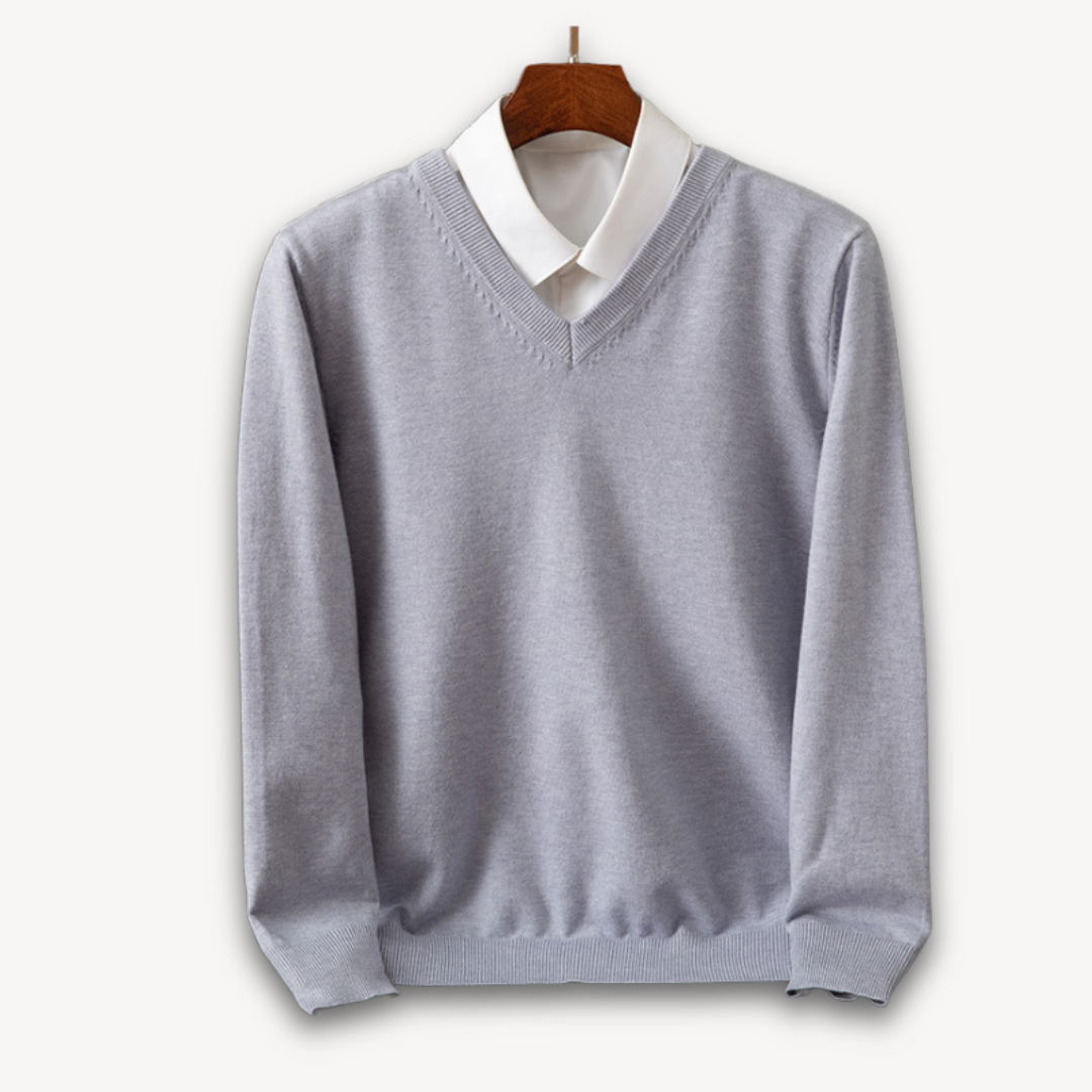 Men's V-Neck Cashmere Sweater - Slim Fit, Soft & Lightweight, Casual & Formal Wear