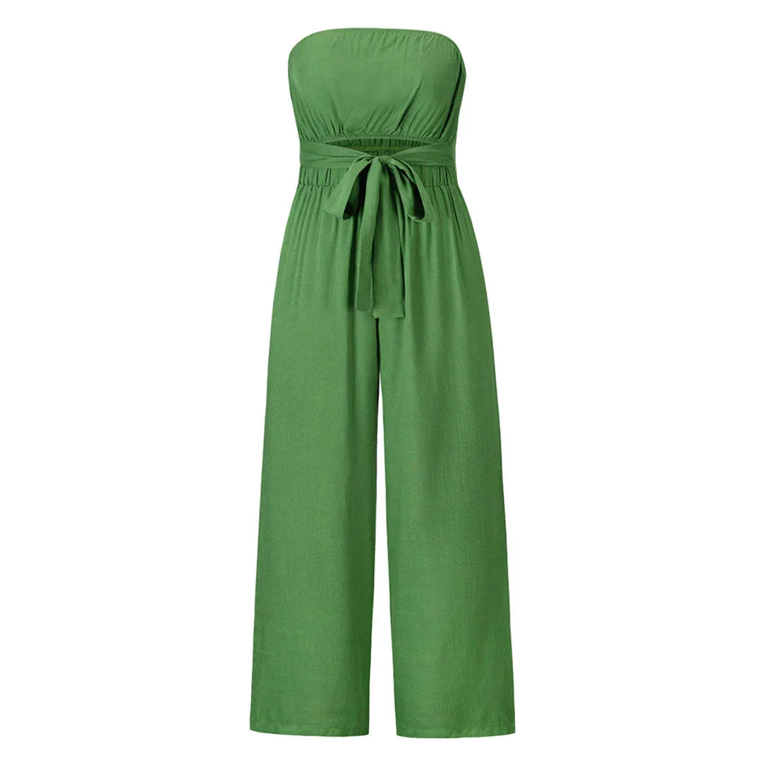 Women's Strapless Jumpsuit with Elastic Waist