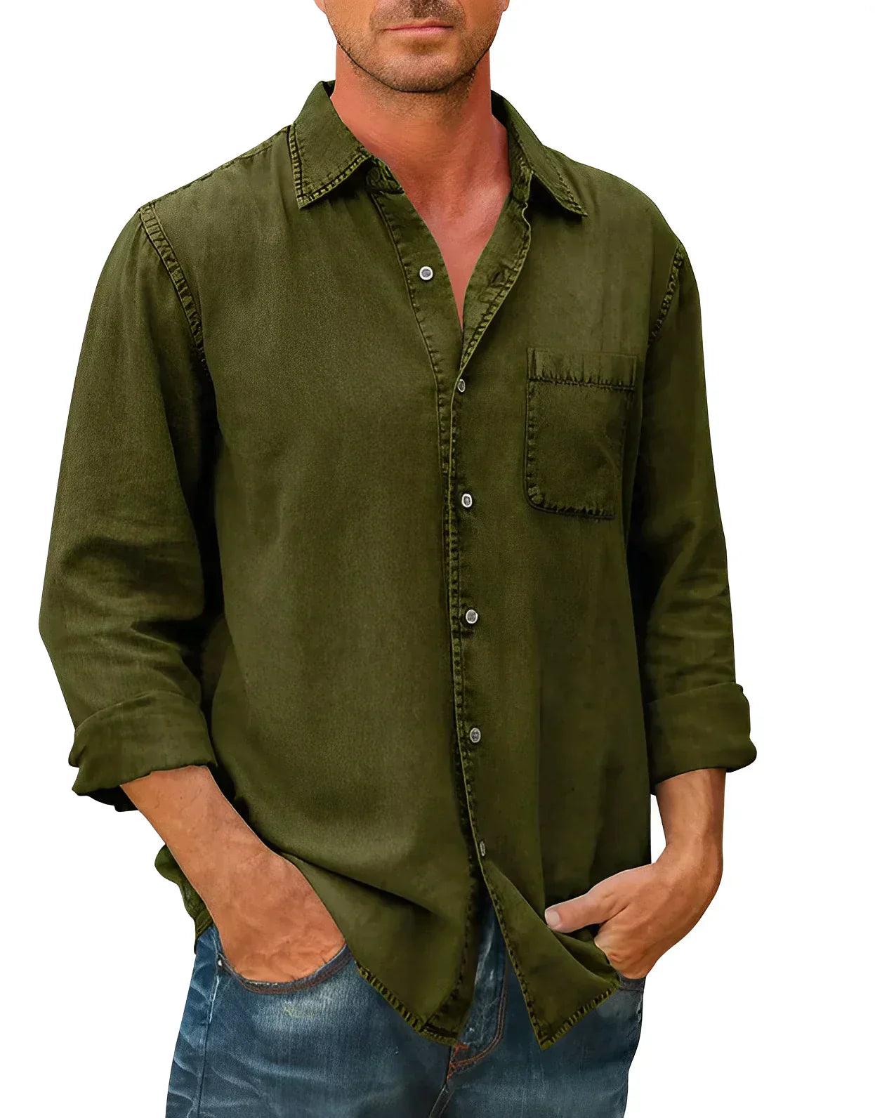 Men's Casual Long-Sleeve Shirt Cotton
