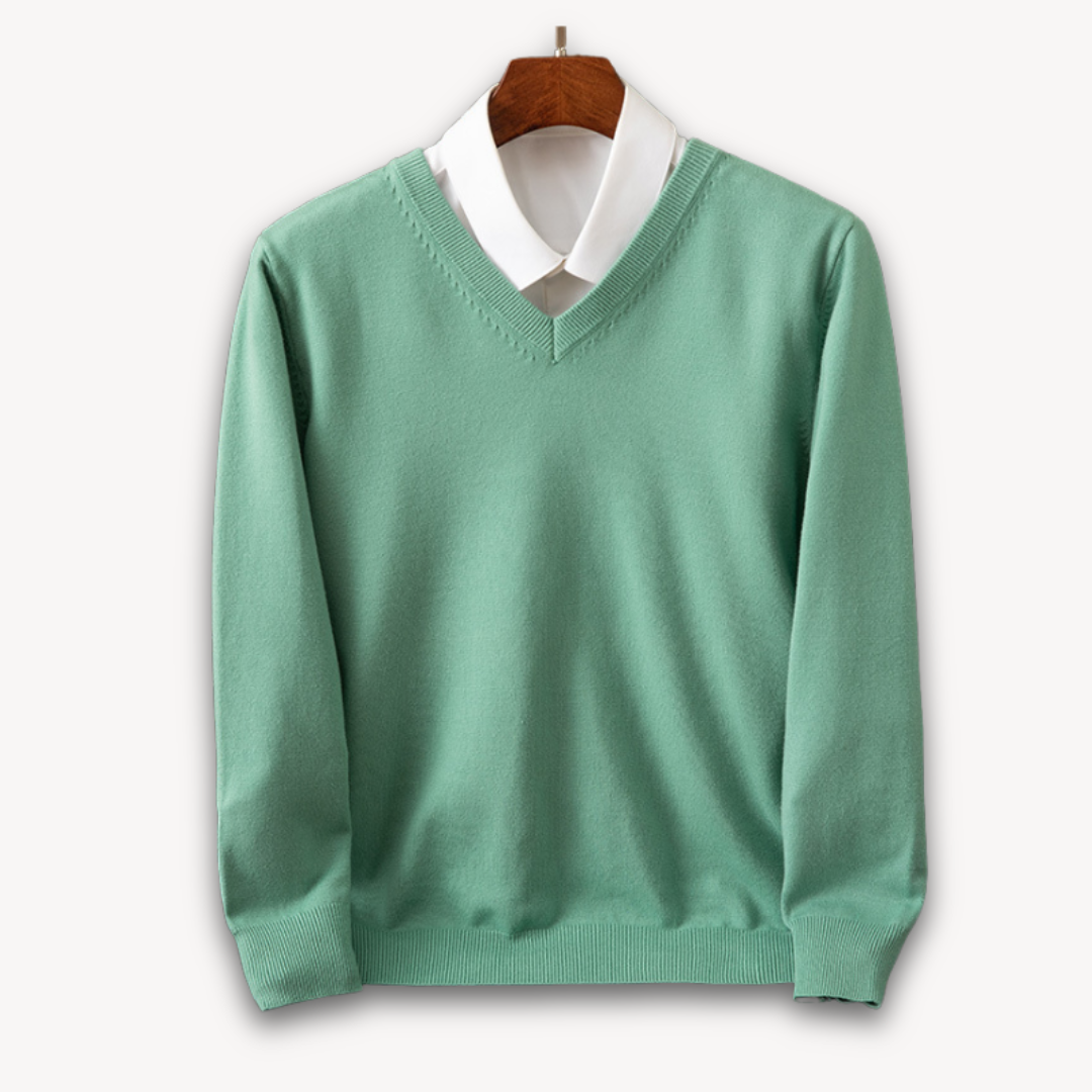 Men's V-Neck Cashmere Sweater - Slim Fit, Soft & Lightweight, Casual & Formal Wear