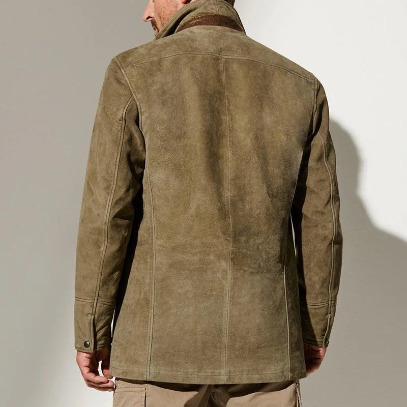 Men's Suede Look Jacket Vintage Style for Autumn Warmth