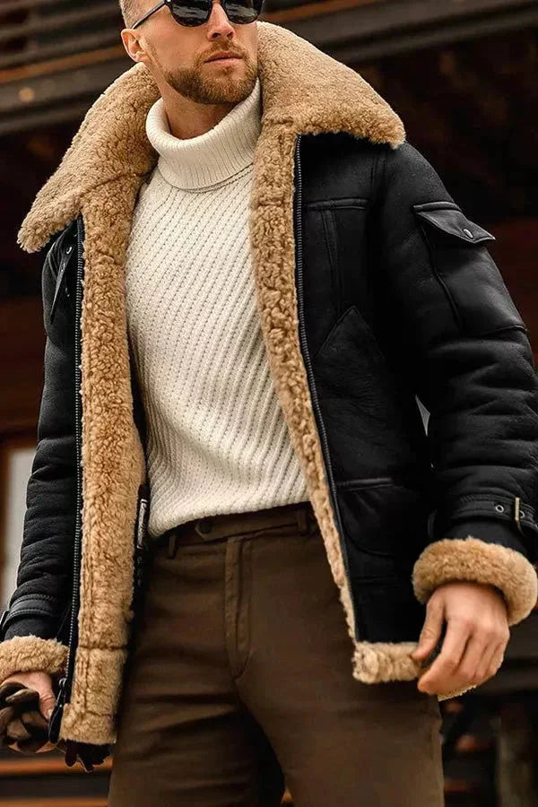 Men's Real Leather Jacket Flying Style Camel