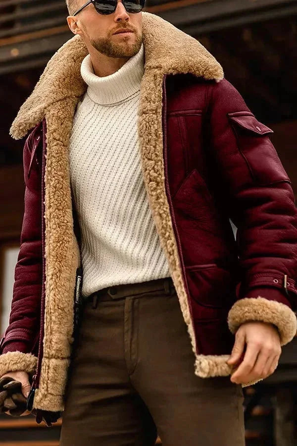 Men's Real Leather Jacket Flying Style Camel